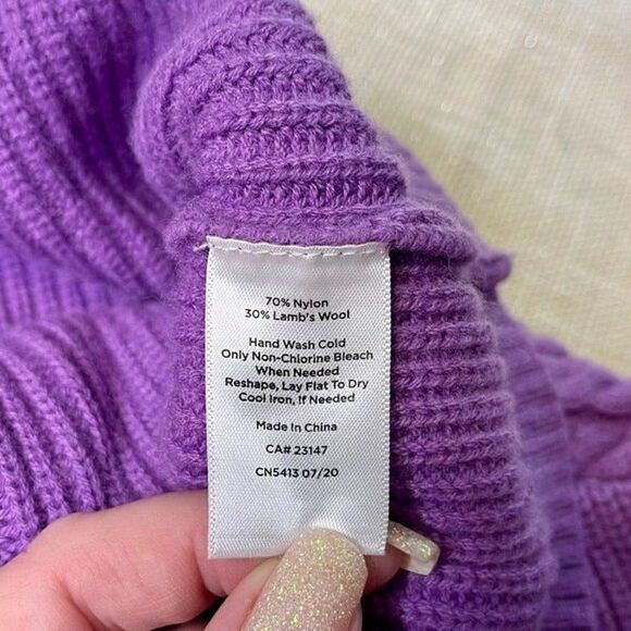 Talblots Purple Mock Neck Cable Knit Sweater Medium - Picture 9 of 10